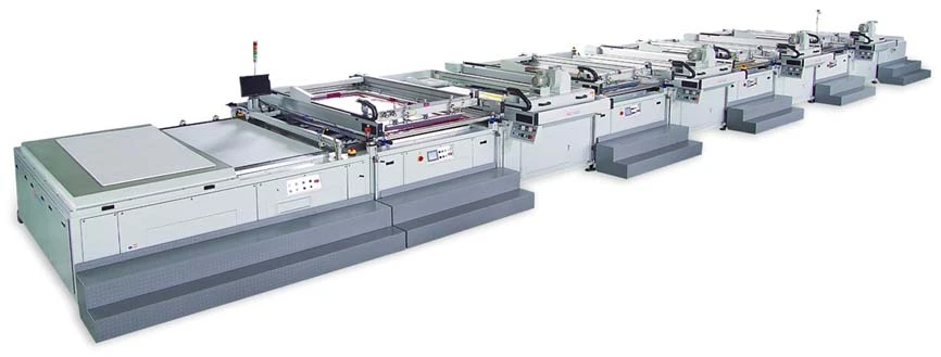 Automatic continuous 4-color screen printing machine