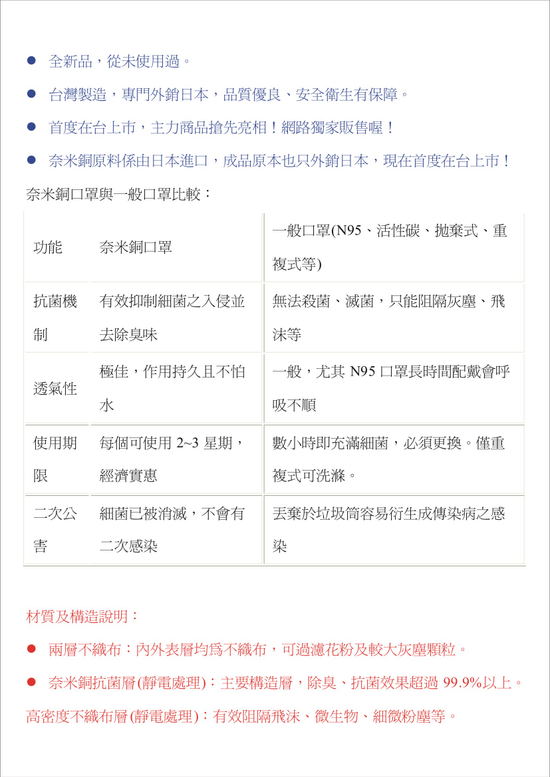 奈米銅成人口罩