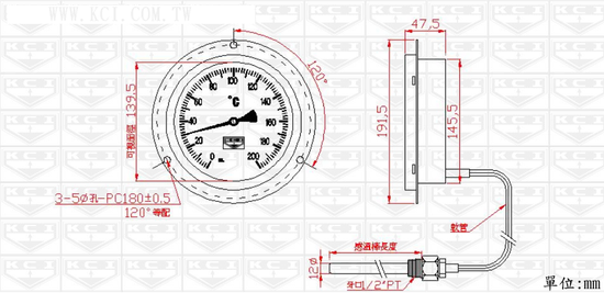 6英吋-埋入型-隔測式溫度計