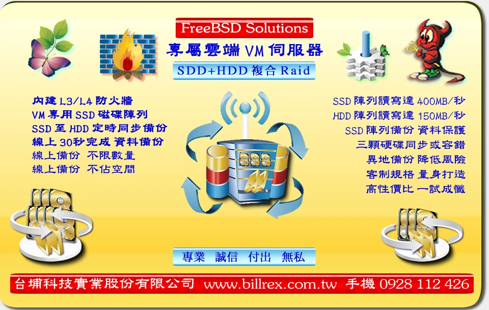 FreeBSD VM 伺服器，內建防火牆及增量備份