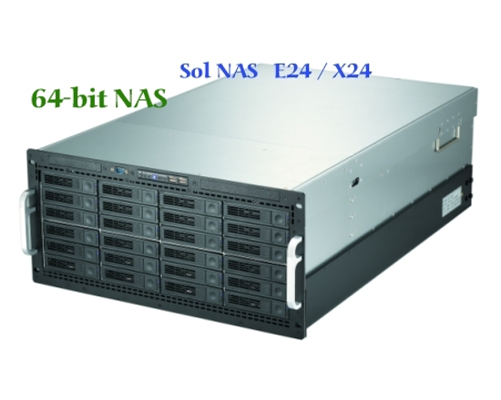 Sol NAS X24 網路附接磁碟, 內建快照、複製、iSCSI Target、XFS及ReiserFS、支援10Gb Ethernet及 Infiniband