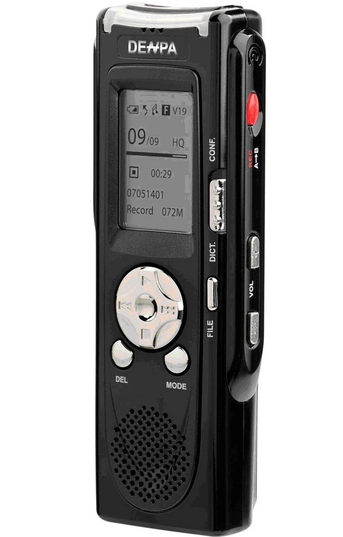DENPA 錄音筆及MP3 VT-32(2G)．錄音時間最長565小時．特色：LCD無夜間背光、MP3錄音格式、一按就錄快速啟動、VOR聲控錄音、自動播放每訊息